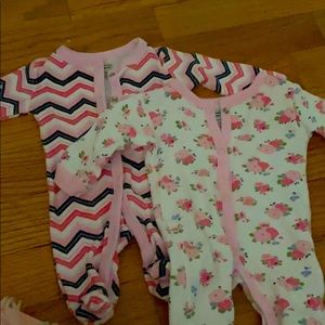 Set of preemie girl footies